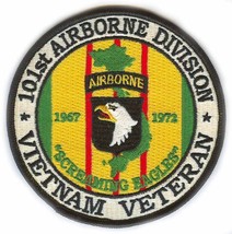 ARMY 101ST AIRBORNE VIETNAM VETERAN  4&quot; EMBROIDERED MILITARY PATCH - $29.99