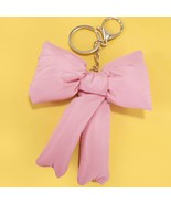 Puffy Coquette Bow Ribbon Bag Charm Keychain Key Ring Pink - $262.34 MXN