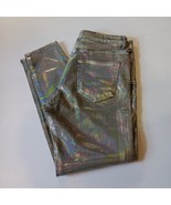 Zara Holographic Metallic Iridescent Jeans Stright Leg Womens Sz 34 Part... - $891.15 MXN