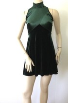 Tadashi Vintage Sz PXSM  Green Made in USA For Saks 5th Ave Hi-Neck Velour Dress - £67.90 GBP
