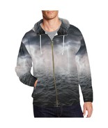 Men&#39;s Thunderbolt Lightning on Sea Ocean All Over Print Zip Hoodie - $88.29 CAD