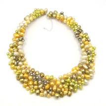 Green Passion Freshwater Dyed Pearls Bib Necklace - £42.27 GBP