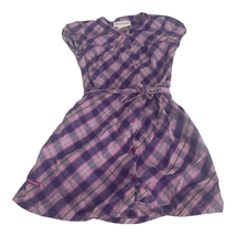 American Girls Youth Girls Plaid Sleeve Caps Front Button Dress Size 7 - £23.47 GBP