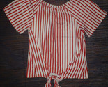 NEW Boutique Girls Red Striped Short Sleeve Tie Shirt Size 7-8 4th of July - £7.18 GBP