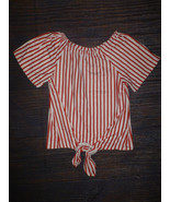 NEW Boutique Girls Red Striped Short Sleeve Tie Shirt Size 7-8 4th of July - £7.05 GBP