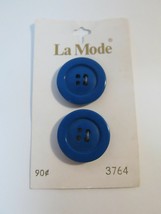 Vtg La Mode 2ct ROYAL BLUE Buttons on Card Style 3764 7/8&quot; Mod Estate Find NOS - £3.90 GBP