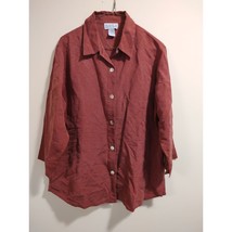 Nomadic Traders Women&#39;s Button Up Shirt Linen Silk Rust Red Size XL Long... - £11.21 GBP