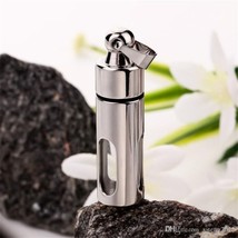 Stainless Cylinder Window Cremation Pendant Ashes Keepsake Memorial Urn Necklace - £11.20 GBP