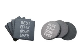 Funny Grandpa Gifts Best Effin Gramp Ever Engraved Slate Coasters Set of 4 - $29.99