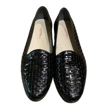 Trotter Liz Black Woven Basketweave Leather Slip-on Flats Womens Size 12M - £25.17 GBP