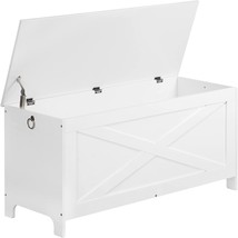 ALLOSWELL 39.4" Toy Chest, Sturdy Entryway Storage Bench with Safety Hinges, - $132.99