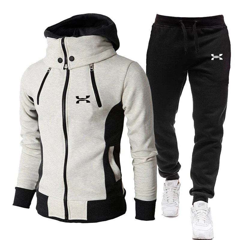  Men&#39;s Zipper Hoodies Male Sweatshirt+Sweatpants Suit  Trauit Sets Windp... - £74.68 GBP