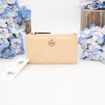Tory Burch Kira Vanilla Leather Diamond Quilt Pave Logo Zip Card Case Wa... - €129,50 EUR