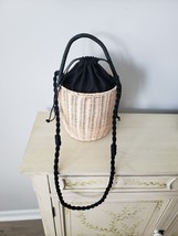 Mint condition Authentic Wicker Round Bucket Purchase Black Lining - £11.80 GBP
