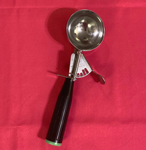 Vintage Syscoware ice cream scoop dipper stainless steel black handle green tip - £7.96 GBP