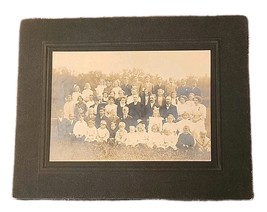 Antique Victorian Black &amp; White Family Photo Outdoors Children Babies Ne... - $33.55 CAD