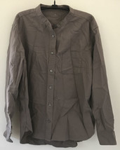 MUJI Gray 100% Cotton Button Up Banded Collar Casual Dress Shirt M Women... - £19.97 GBP