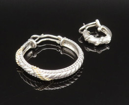 JUDITH RIPKA 925 Silver - Vintage Two Tone Wrapped Single Lot Earrings -... - $115.32