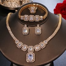 Ekopdee Nigeria Dubai Luxury Bling Zirconia Gold Jewelry Set For Wedding Bridal  - £109.39 GBP