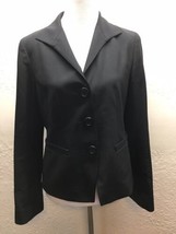 S3 Lafayette 148 Sz 6 Wool Stretch Black Fitted Blazer Jacket Fully Lined - £16.17 GBP