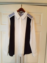 Velvet Heart WHITE/BLUE/JEAN Ladies Long Sleeve Blouse Size M (Nwot) - £7.75 GBP