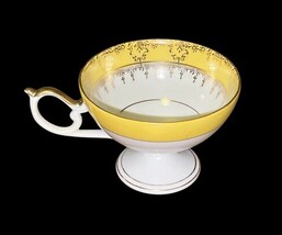 Vintage E&R Golden Crown Pedestal Cup Yellow Gold Trim Romantic Scene Bavaria image 7