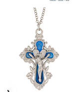 Blue Heart Crucifix Necklace, New #AB-24-2 - €4,97 EUR