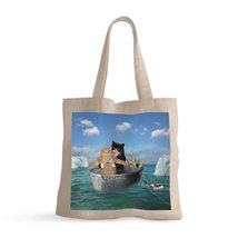 Two Brave Cats Are Drifting Small Tote Bag - Titanic Small Tote Bag - Fu... - $17.63