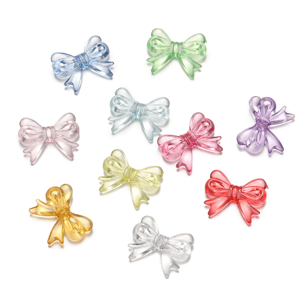 30Pcs/Lot 14x18mm Bowknot Transparent Bow Spacer Beads Earrings -Clear m... - $1.72