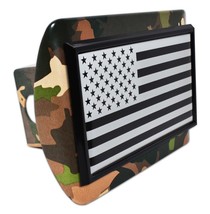 INVERTED AMERICAN FLAG WOODLAND CAMO USA MADE TRAILER HITCH COVER - £71.93 GBP