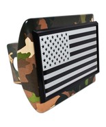 INVERTED AMERICAN FLAG WOODLAND CAMO USA MADE TRAILER HITCH COVER - £71.17 GBP