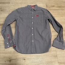 Superdry Gingham Cut Away Collar Shirt Mens Sz L Blue Checkered Button Up - $13.37