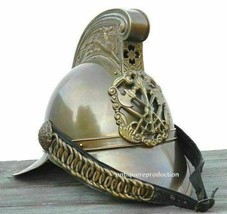 Authentic British Fireman Antique Brass Helmet Collectible Fire Bridge British - $119.45