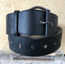 Donald Pliner Belt Black Leather Metal Studs New NWT $190 2&quot; Wide adjustable - £60.76 GBP