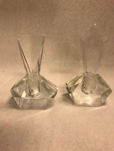 Pair Crystal PERFUME bottles heavy with stoppers Hollywood Regency Vintage - £31.64 GBP