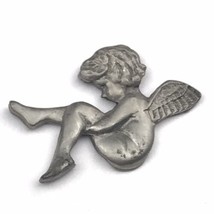 Pewter Angel  Brooch Pin Vintage Marked Valentines Cherub - $11.95