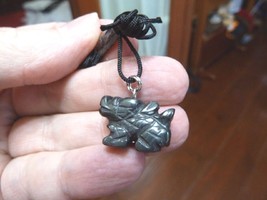 (an-dra-9) little Chinese winged Dragon BLACK carving Pendant NECKLACE g... - $7.70
