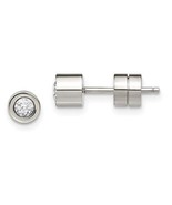 Chisel CZ April Birthstone Post Earrings Stainless Steel Polished - $35.23