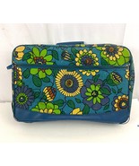 VTG Floral Suitcase Flower Power Luggage Blue Carry On Travel 19&quot; x 13&quot; - £18.40 GBP