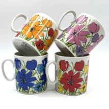 Set 4 MCM Floral Mugs Country Garden Multi Color Arnart Tina 3978 Retro Flower - $27.10