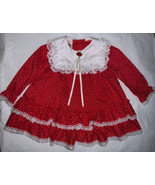 Vintage Winnie The Pooh Disney Red White Polka Dots &amp; Lace Ruffles Dress... - £19.43 GBP