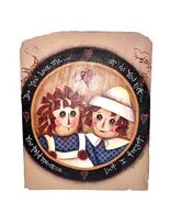 Vintage Raggedy Ann And Andy Hand Painted On Slate Artist Signed Wall Ar... - $54.00