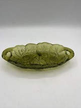 Vintage Indiana Glass Green Closed Handle Lily Pons 605 Relish Celery Dish - £9.29 GBP