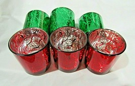 Green Or Red Metallic Swirled Glass Votive Candle Holder Choose Ct &amp; Color Below - £6.38 GBP+