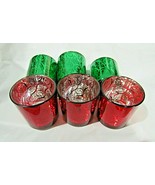 Green or Red Metallic Swirled Glass Votive Candle Holder CHOOSE CT &amp; COL... - £6.28 GBP+