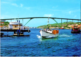 Postcard  St Anna Bay Pontoon Bridge Netherlands Antilles 5.5 x 3.5 Inches - $5.86
