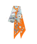 Twill Silk Long Scarf  &quot;Royaume Des Nuages&quot; - £27.65 GBP
