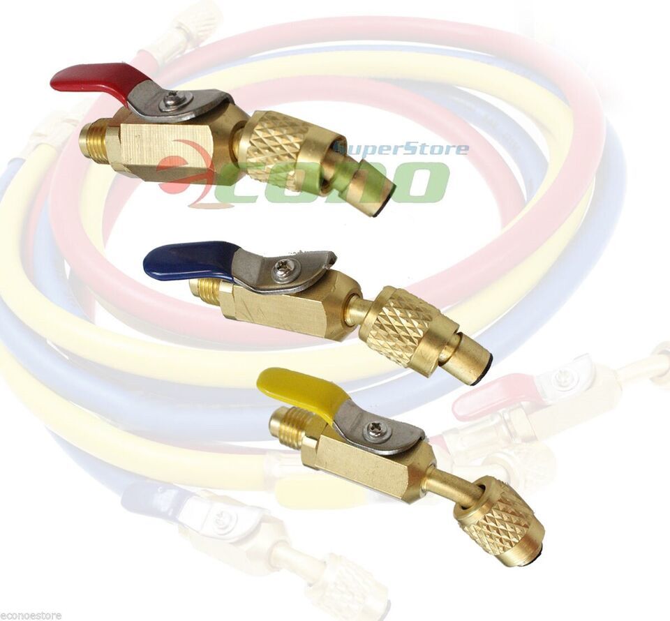3PCS COLOR CODED R410A R134A SHUT VALVES 4 AC HVAC REFRIGERATION CHARGIN... - $21.49