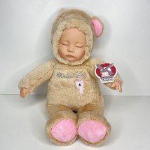 Sleeping Baby Doll Tan Pink Plush Bear Pajamas Costume Hood Keanu Lee 14&quot; NWT - £18.91 GBP