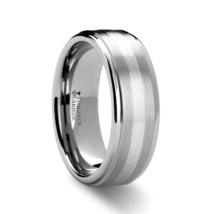 IMPERIAL Raised Brushed Finish Tungsten Carbide Ring with Platinum Inlay... - £168.92 GBP